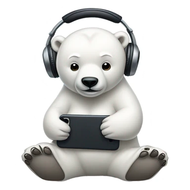 Meditating polar bear with headphones and iPhone sticker