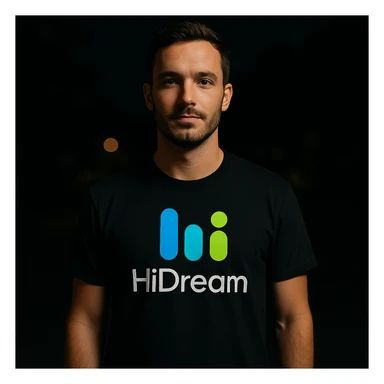 man wearing tshirt with this logo, dark night background with dim lights sticker