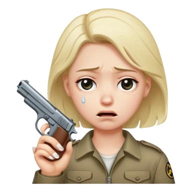 sad face with a gun pointed to its head sticker