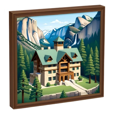 The Ahwahnee Lodge, Yosemite national park, isometric exterior view  sticker