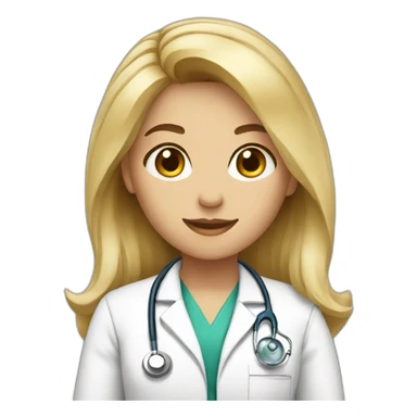 girl blond medium hair doctor sticker
