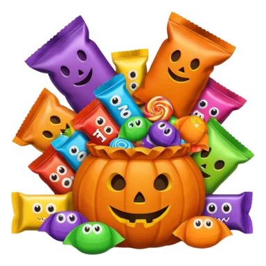 Halloween candies and candy bags, no pumpkin image sticker