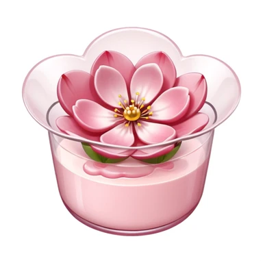 sakura pudding shaped like a flower with cherry blossom accent sticker