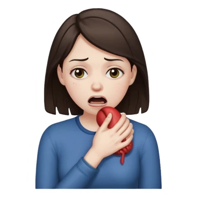 a brunette woman choking herself sticker