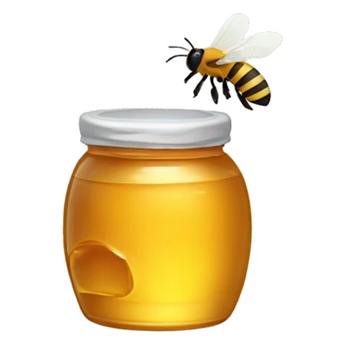 A jar of honey with a plain bottle and a honey bee sticker