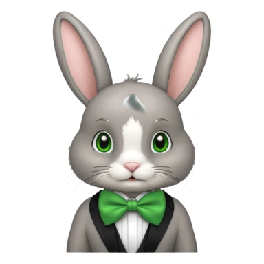 grey bunny with green bowtie sticker