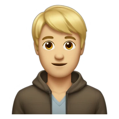 A guy with bangs on both sides, blond hair and brown eyes sticker