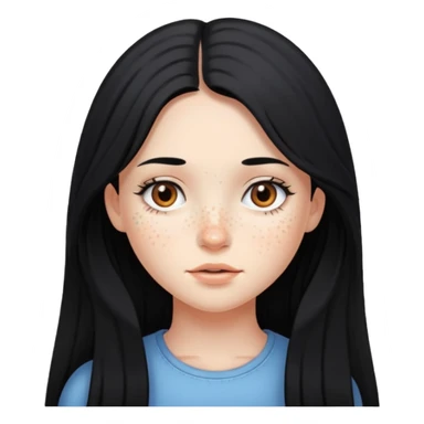 Girl with long black hair and fair skin with freckles sticker