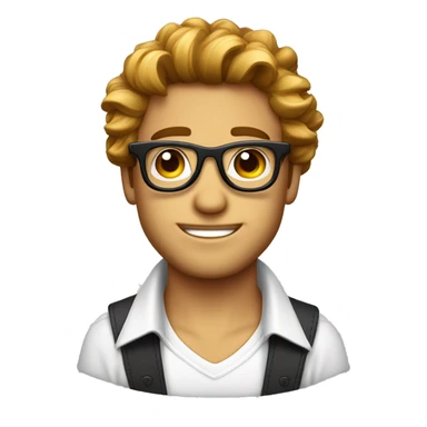 Chico lindo de cabello rubio rizado con gafas y ojos cafés  sticker