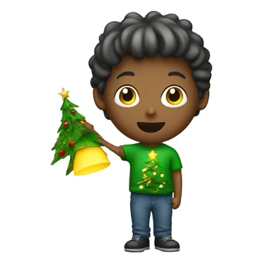 boy by christmas tree lamp sticker