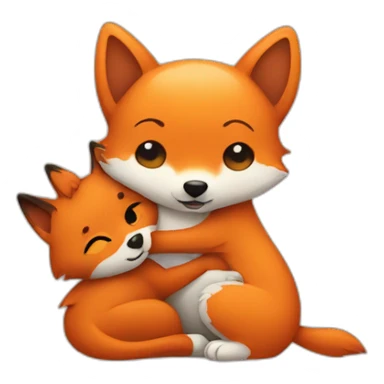a dog hugging a fox sticker
