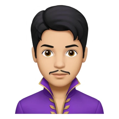 Prince Rogers Nelson with olive skin, black hair, purple outfit sticker