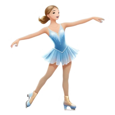 An icon showing a scenic ice rink with figure skater performing elegant moves under soft spotlight beams. Surrounded by audience stands and shimmering ice, the scene reflects harmony, grace, and the magic of figure skating. Transparent background included sticker