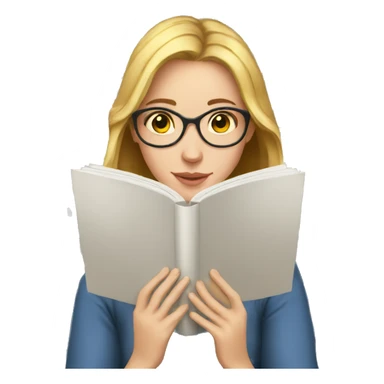 white girl reading book sticker