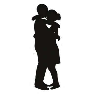 Two silhouettes of people hug each other sticker