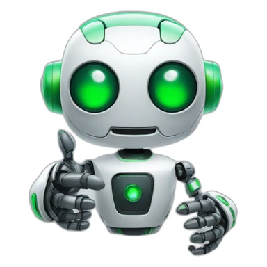 robot with green eyes thumbs up sticker