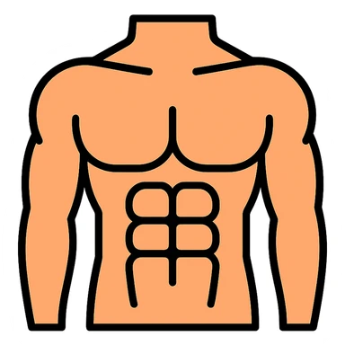 male torso point of view, lineal color icon with black outlines sticker