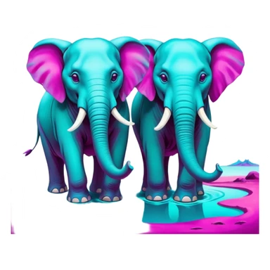 synthwave - surreal elephants from Salvador Dali's paintings in a dreamscape sticker