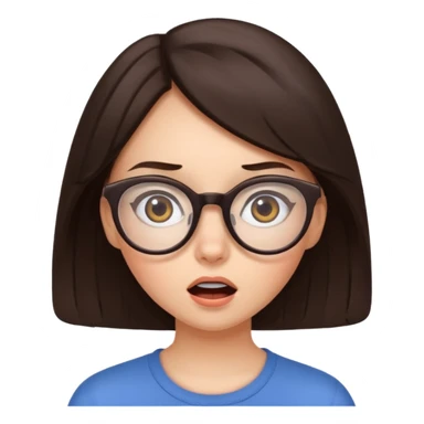 Красивая девушка брюнетка в очках удивляется sticker