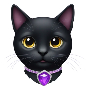 Black cat with purple rhinestone collar sticker