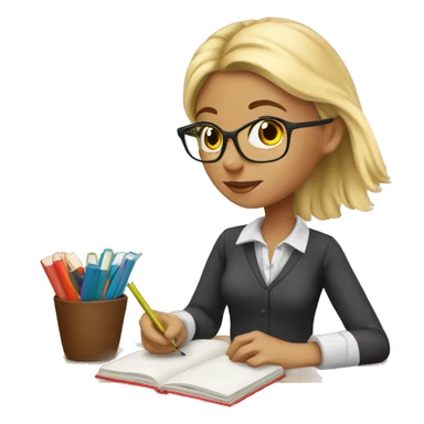 Studying girl blonde sticker