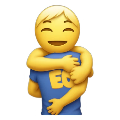 yellow emoji hugging delf sticker