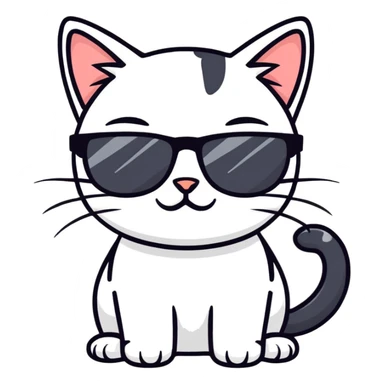 playful and cool cat with sunglasses sticker