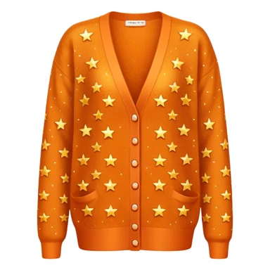 Orange glitter cardigan with small orange stars sticker