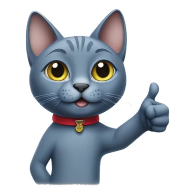 Russian blue cat with thumbs up  sticker