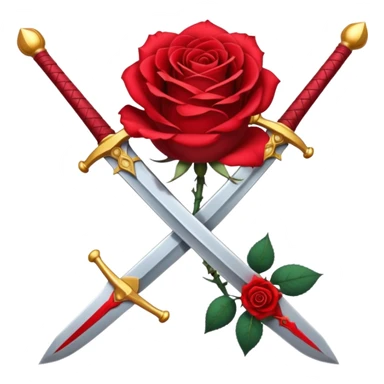 Crossed weapons with a rose sticker