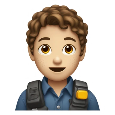 Child with brown hair and freckles and walkie talkie sticker