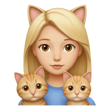 Blonde girl with a beige tabby cat sticker