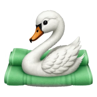A swan made from a green terrycloth towel sticker