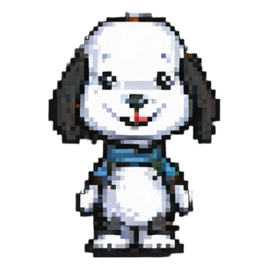 Snoopy standing and smiling pixel art sticker