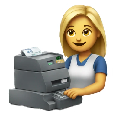 cashier with cash register sticker