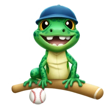 Gecko with baseball sticker