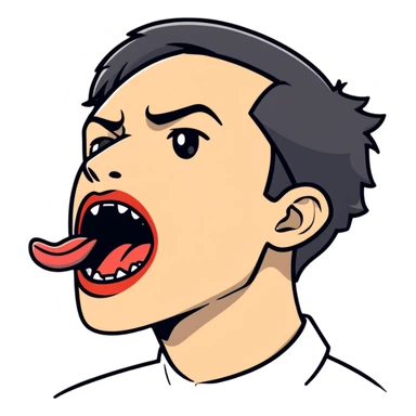 Person demonstrating mewing technique, side profile with visible jawline, tongue positioned on roof of mouth sticker