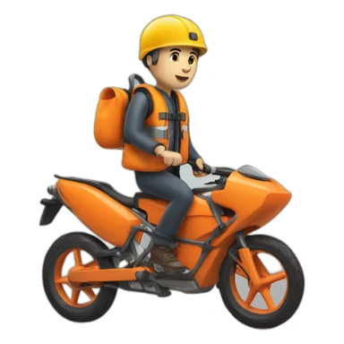 Bike guy orange life vest sticker