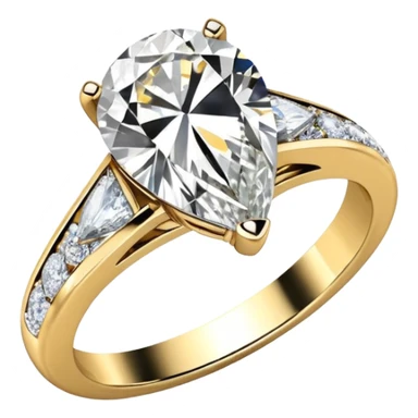 Pear cut engagement ring on a gold diamond band  sticker