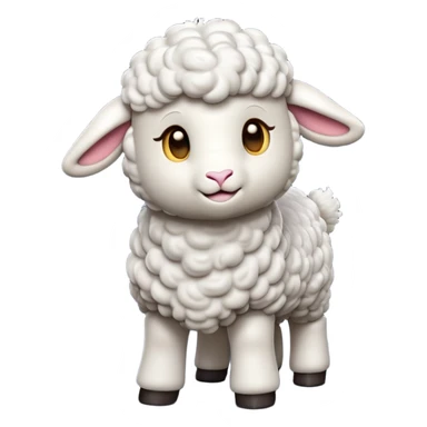cinematic-[lamb]-realistic-full-body-standing-emoji,-tail-flicking-lazily,-head-tilted-dramatically,-curly-[white]-fur,-simplified-yet-realistic-focused-features,-highly-detailed,-glowing-with-an-almost-sarcastic-glow sticker