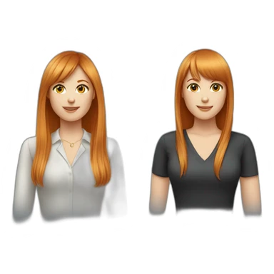 Female friends, both CEOs, one with Long, red Hair and bangs, The other with short, blond Hair sticker