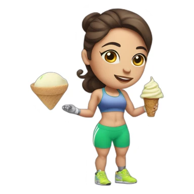 Cute brunette female weight lifter with tattoos and a pista hop ice cream sticker