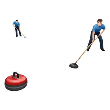 An icon showing a curling match on an indoor ice stadium, with a polished curling stone gliding toward the target and players sweeping. Spectators watch from stands, and flags hang above the rink. Transparent background highlights strategy and focus in the sport of curling. sticker