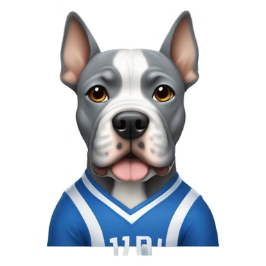 Gray Micro bully with pointy ears dog wearing a blue basketball jersey  sticker