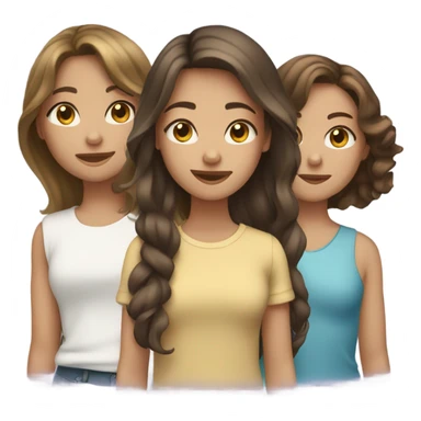 3 girls friend, one with short hair brown, another long hair and another long hair weavy sticker
