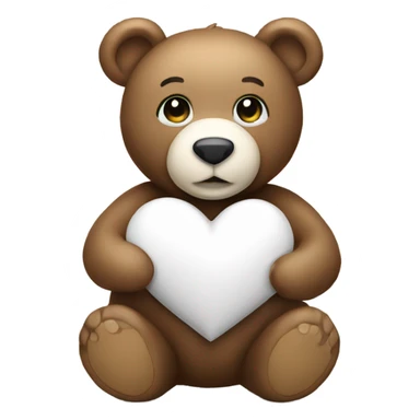 Teddy bear holding a white heart sticker