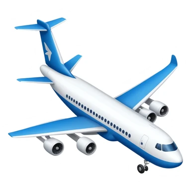 Big blue and white airplane with landing gear down  sticker