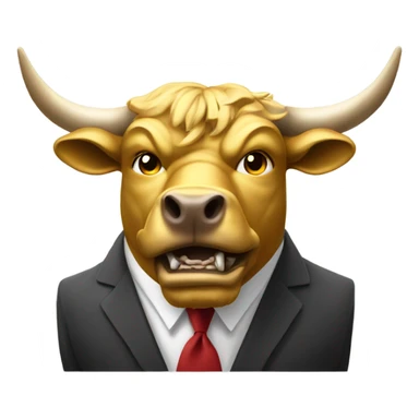 golden raging wall street bull portrait sticker