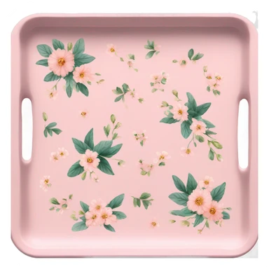 Light pink floral serving tray with handles sticker