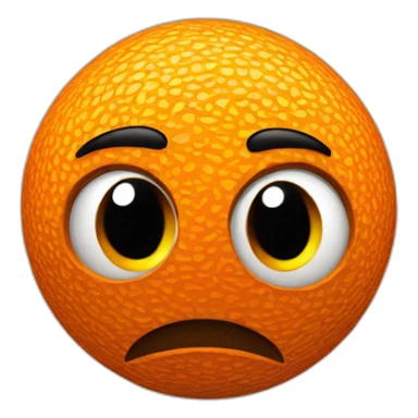 3d sphere with a cartoon orange skin texture with big thoughtful eyes sticker